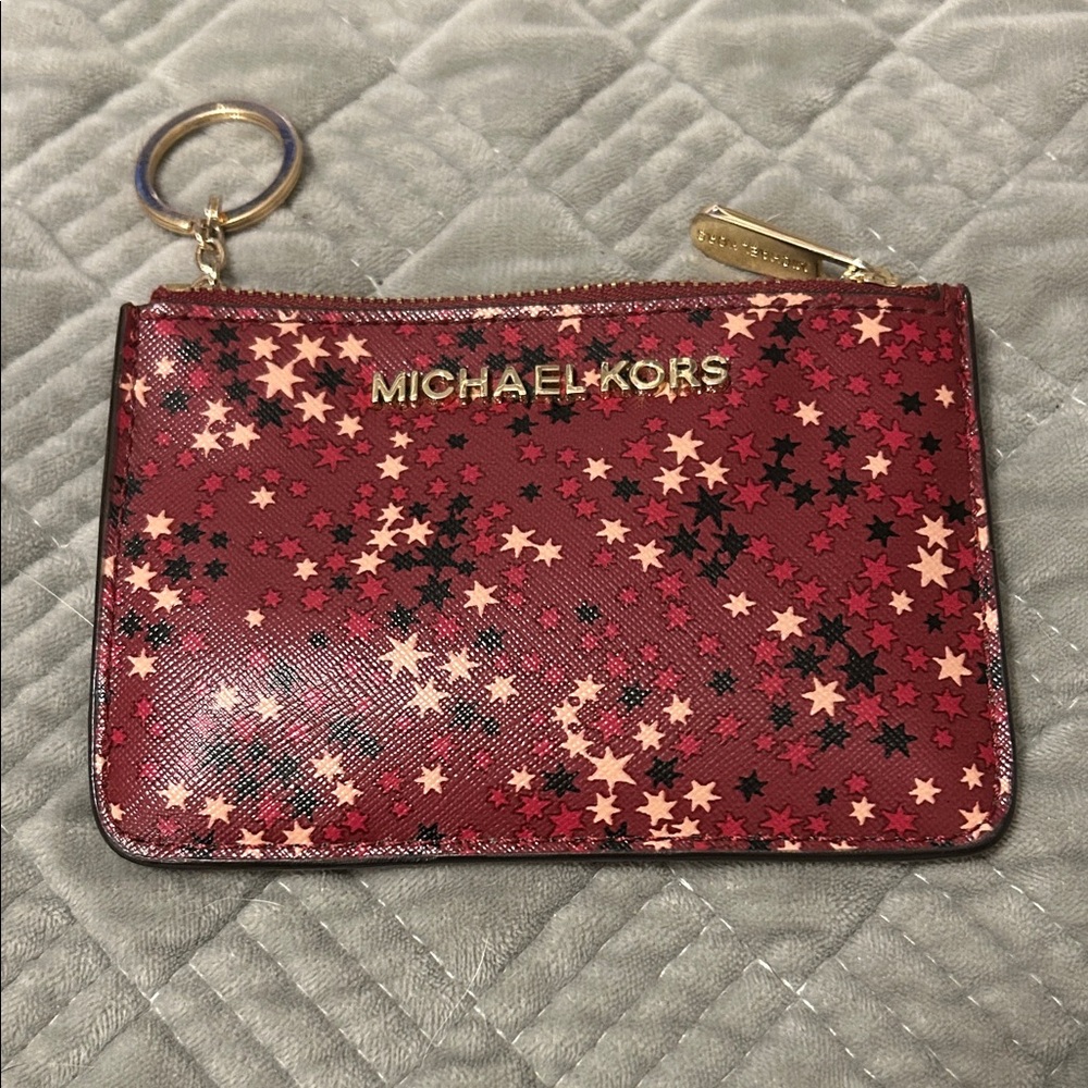 Michael Kors Burgundy Star Patterned Key Holder - Picture 1 of 3